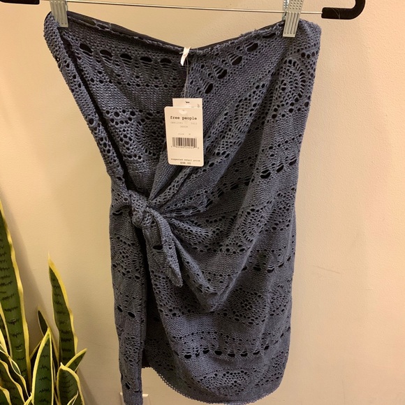 NWT Free People Strapless Eyelet Knit Mini Dress - Picture 3 of 5